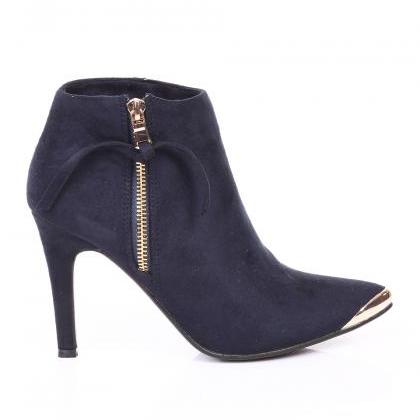 navy blue heel boots