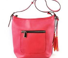 fuchsia leather handbag